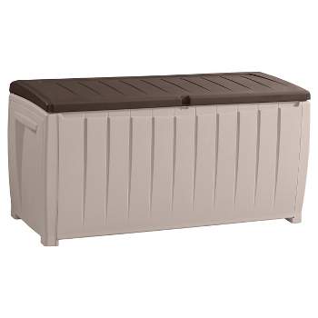 Rubbermaid Outdoor Patio Storage Bench, Resin, Olive & Sandstone 