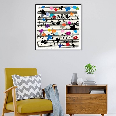 Floral Music Notes Multicolor Canvas Wall Art Print