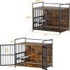 Rustic Black Large Dog Crate Furniture with Adjustable Raised Feeder, Heavy Duty Dog Kennel with Bowls, Indoor Pet Crate Table-The Pop Home - 3 of 4