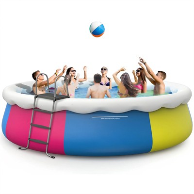 SKONYON 18ft x 48in Round Above Ground Swimming Pool Include Ladder, Filter Pump and Cover
