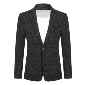 Cloudstyle Men's Suit Jacket One Button Slim Fit Sport Coat Business Daily Black Blazer - 1 of 4