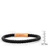Steeltime Men's black braided leather bracelet with stainless steel magnet clasp. Color Options: Gold, Rose - 3 of 4