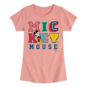 Girls' - Disney - Mickey Mouse Different Letters Fitted Short Sleeve Graphic T-Shirt - 1 of 4