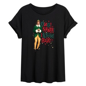 Women's - ELF - Christmas Omg I Know Him Oversized Graphic T-Shirt - 1 of 4