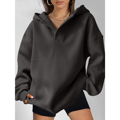 Womens Hoodies Oversized V Neck Sweatshirts Long Sleeve Pullover Casual Fall Teen Girls Preppy Clothes