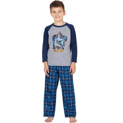 Harry Potter Boys Raglan Shirt And Plaid Pajama Pants Set- (Ravenclaw , 14/16)