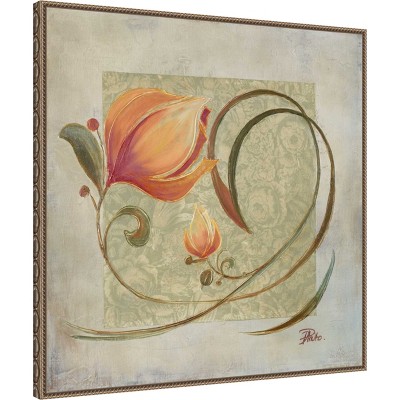 Amanti Art Floral Ornaments in Peach I by Patricia Pinto Canvas Wall Art Print Framed 30 x 30-in.