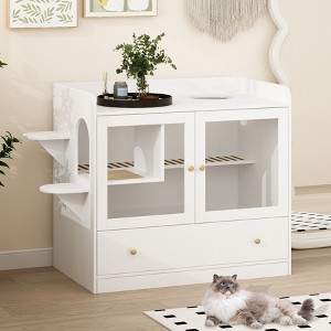 Famapy Climbable Cat Cabinet Drawer Cat Litter Box Litter Splash Resistant Easy to Clean - 1 of 4