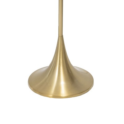 Gold Metal Floor Lamp with White Fabric Shade, 64" Height