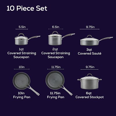 Gray 10-Piece Nonstick Aluminum Cookware Set with Glass Lids