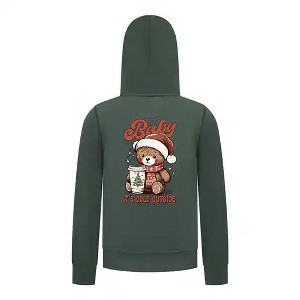 Everyday Kids Christmas Collection Baby It’s Cold Outside Zip Up Hoodie – Holiday Sweatshirt - Green - 1 of 1