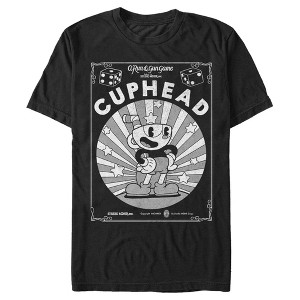 Men's Cuphead Black and White Poster T-Shirt - 1 of 4