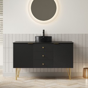 GDFStudio Craigue 48" Freestanding Bathroom Vanity with Cabinet and Ceramic Basin - 1 of 4