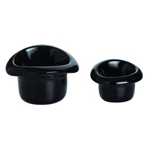 Transpac Dolomite 7 in. Black Everyday Top Hat Ramekins Set of 2 - 1 of 2