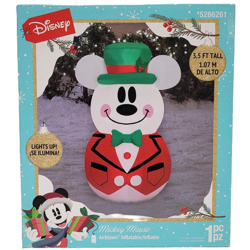 Gemmy Disney 3.5 FT Lighted Snowman Mickie Mouse Christmas Inflatable Decoration, 3 of 4