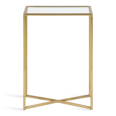 Elegant Gold and Glass 18.5" Slim Rectangular End Table