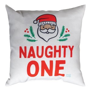 Naughty or Nice Holiday Pillow – 18" Climaweave Polyester by Manual Woodworkers and Weavers - 1 of 3