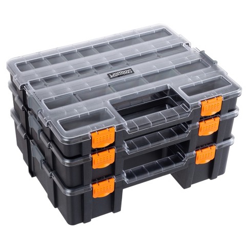 2 Dividers Tool Storage Box Portable Plastic Hardware Toolbox with Handle  Home