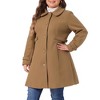Agnes Orinda Women's Plus Size Peter Pan Collar Single Breasted with Pockets Pea Coats - 2 of 4