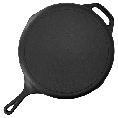 12 Inch Black Cast Iron Skillet with Glass Lid and Accessories