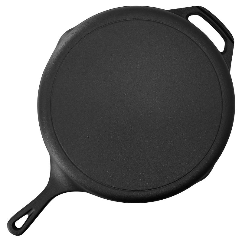 MegaChef 12 Inch Pre-Seasoned Cast Iron Skillet with Tempered Glass Lid, 4 of 8