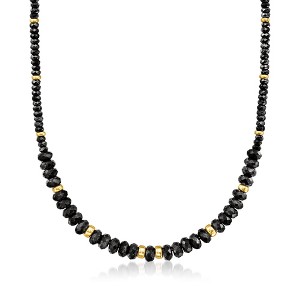 Ross-Simons 4-8mm Black Agate Graduated Necklace With 14kt Yellow Gold Size 18 - 1 of 3