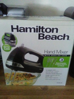 Hamilton Beach 62635 Black 6-Speed Hand Mixer with Storage Case