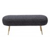 Bench 18.5"H Glitter Black – Textured Velvet Upholstery with Gold Electroplated Steel Base, Modern Indoor Seating by Zuo Modern - 3 of 4