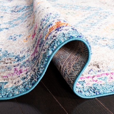 Madison 4' x 6' Blue and Yellow Synthetic Area Rug