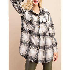 Women's Plaid Shirt Jacket - KORI - 1 of 3