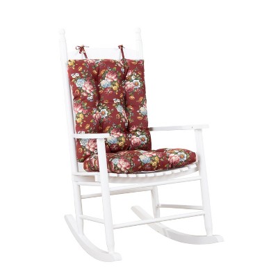 Ellis Bella Rose Stylish Medium Scale Printed Floral Pattern Ties to Secure Rocker Set 18"x24" Red