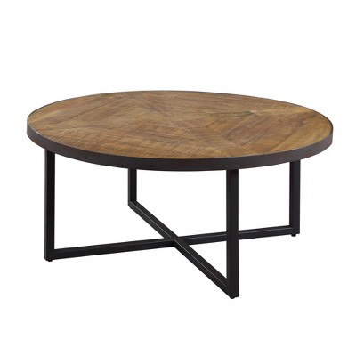 Wallace & Bay Foley Coffee Table, 36 inch, Rustic Wood & Black