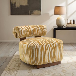 Sapphtopaz Zebra Strips Accent Chair with Cylindrical Back Chenille Upholstered Cozy Chair with Wood Frame Cute Chair for Living Room, Bedroom - 1 of 4