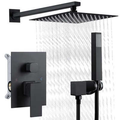 10" Rainfall Shower System ¨C Matte Black Wall-Mounted Shower Faucet Set with Handheld Mode for Bathroom (1-Piece)