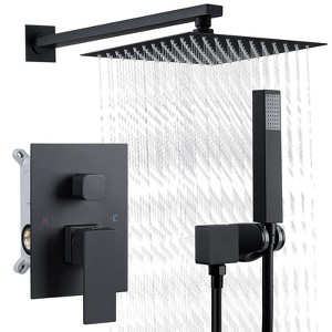 10" Rainfall Shower System ¨C Matte Black Wall-Mounted Shower Faucet Set with Handheld Mode for Bathroom (1-Piece) - 1 of 4