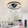 DAKAFUL Crystal Design Low Profile Fan Light,Reversible & Dimmable Ceiling Fan Light with Remote &Timing Function for Bedroom, Living Room (Black) - 2 of 4