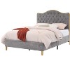 ORRD  Queen Upholstered Bed Frame with Tufted Curved Headboard, Modern Fabric Platform Bed for Bedroom,Beige - 2 of 4