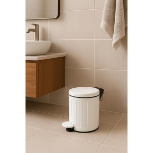 Home Mart Goods 10" Tall White Step Garbage Can with Removable Inner Bucket, Soft-Close Metal Waste Basket with Foot Pedal - 1 of 4