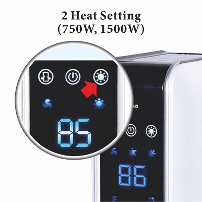 White 30" Ceramic Oscillating Tower Heater with Remote
