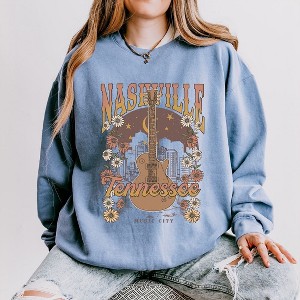 Simply Sage Market Women's Lightweight Garment Dyed Graphic Sweatshirt Nashville Tennessee Flowers - 1 of 4