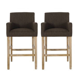 Set of 2 30.5" Armga Contemporary Fabric Upholstered Wood Counter Height Barstools - Christopher Knight Home - 1 of 4