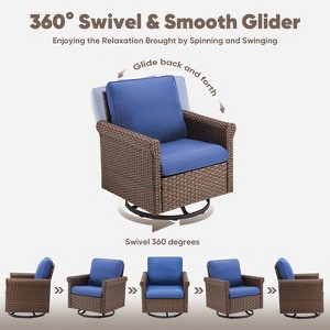 Buenhomino Patio Chairs Wicker Swivel Rocker Set of 2 - Heavy Duty Patio Furniture Set Wicker Outdoor Swivel Glider Chairs for Porch Balcony Deck - 1 of 4