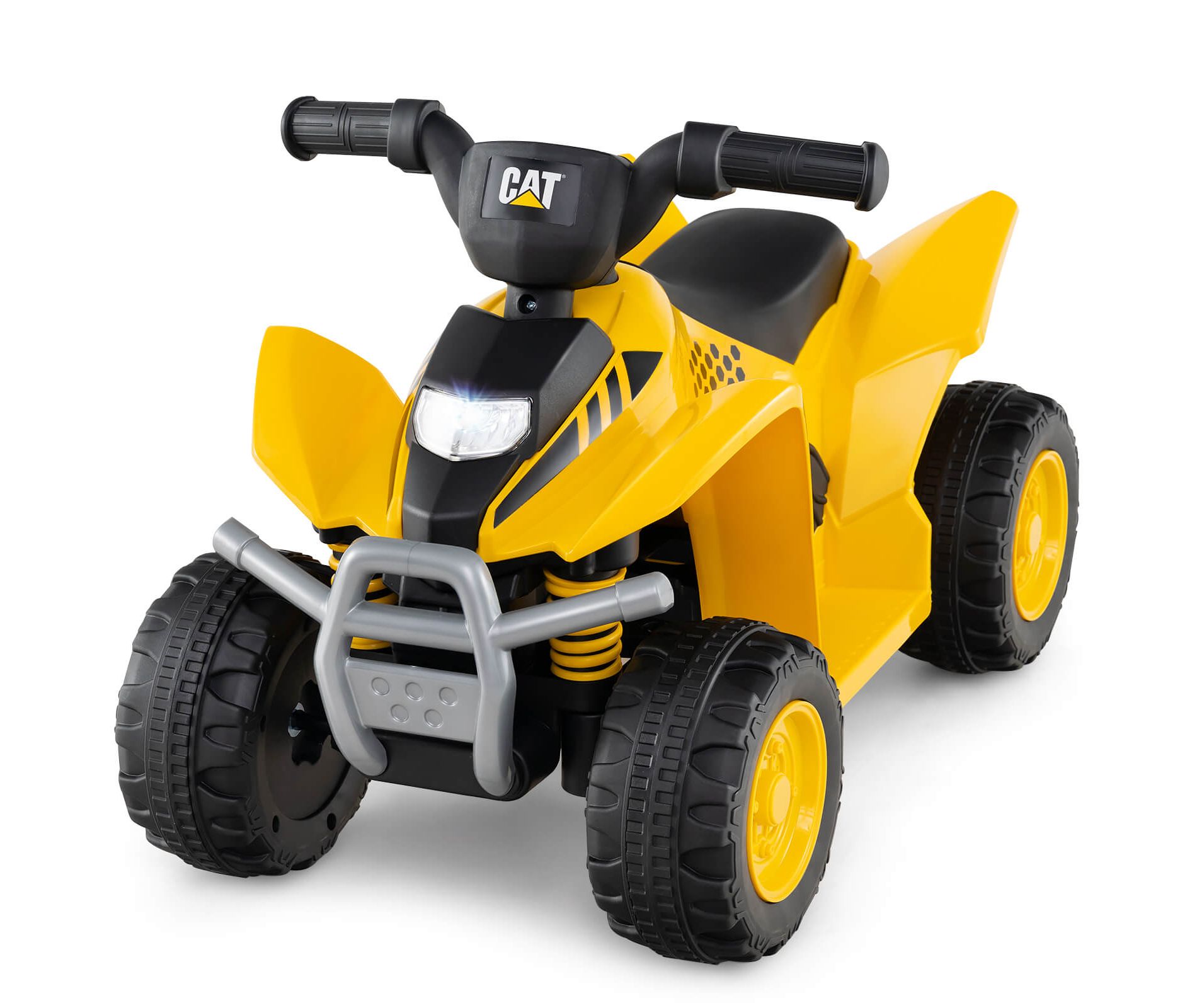 Costway CAT Licensed 6V Kids Ride on ATV with LED Headlight Horn Treaded Tires Yellow