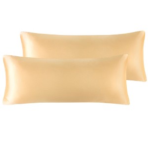 PiccoCasa Satin Luxury Silky Smooth Long Satin Zipper Closure Body Pillowcases 2 Pcs - 1 of 4