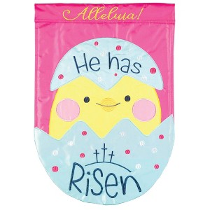 Dicksons Chick He Is Risen Alleluia Double Thickness Multicolor 13 x 18 Polyester Garden Size Applique Flag - 1 of 1