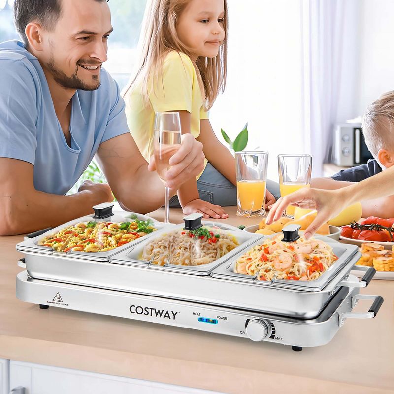 Costway Food Warmer Buffet Server 450W Stainless Steel Electric Warming Tray for Parties, 4 of 11