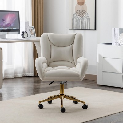 Velvet Fabric 360° Swivel Home Office Chair With Gold Metal Base And Universal Wheels Makeup Vanity Chair Sofa Chairs for Living Room-The Pop Home