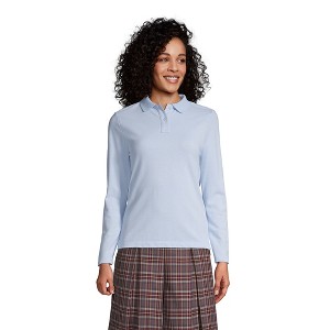 Lands' End School Uniform Women's Long Sleeve Feminine Fit Mesh Polo Shirt - 1 of 2