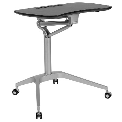 Ergonomic Mobile Sit-Stand Desk with Adjustable Height and Lockable Casters