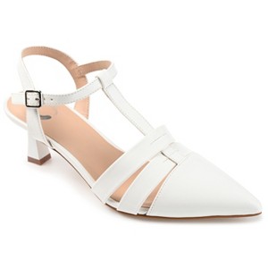 Journee Collection Womens Medium and Wide Width Jazlynn Buckle Kitten Heel Pointed Toe Pumps - 1 of 4